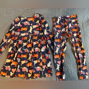 Mini Boden cat print dress & leggings